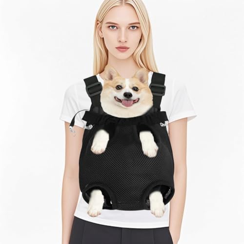 Haustier-Tragerucksack, Netzgewebe, atmungsaktiv, vorne mit elastischem Hals, erhältlich in 7 Farben (Schwarz, XL) von Chichenshangwu