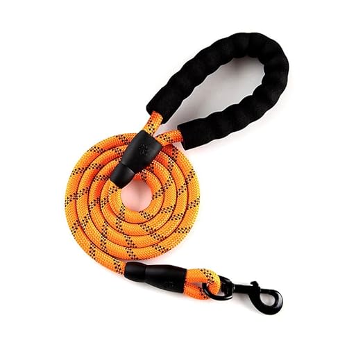 Hundeleine mit rutschfestem gepolstertem Griff, 360° drehbarer Karabinerhaken, robuste Zinklegierung, Schwarz und Neongrün (Orange, 3 m) von Chichenshangwu