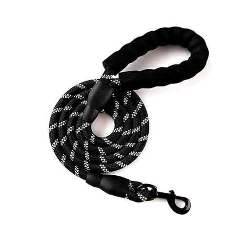 Hundeleine mit rutschfestem gepolstertem Griff, um 360° drehbarer Karabinerhaken, robuste Zinklegierung, Schwarz und Neongrün (Schwarz, 2 m) von Chichenshangwu