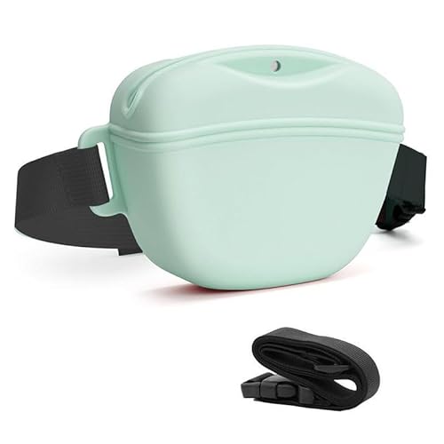 Leckerli-Tasche für Hunde mit Trainings-Klicker, stärkerer Magnetverschluss, um Verschütten zu vermeiden, Silikon-Leckerli-Tasche mit Hüftgurt für Haustier-Training, Spazierengehen (grün) von Chichenshangwu