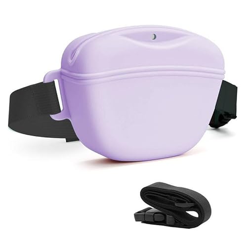 Leckerli-Tasche für Hunde mit Trainings-Klicker, stärkerer Magnetverschluss, um Verschütten zu vermeiden, Silikon-Leckerli-Tasche mit Hüftgurt für Haustier-Training, Spazierengehen (lila) von Chichenshangwu