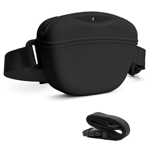 Leckerli-Tasche für Hunde mit Trainings-Klicker, stärkerer Magnetverschluss, um Verschütten zu vermeiden, Silikon-Leckerli-Tasche mit Hüftgurt für Haustier-Training, Spazierengehen (schwarz) von Chichenshangwu