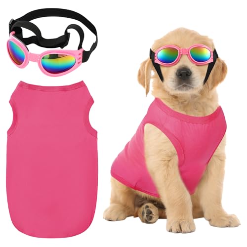 Chicingyou 2-teiliges Hunde-Halloween-Kostüm, inklusive rosafarbener Hundebrille, Halloween-Kostüm, Zubehör für Welpen, Geburtstagsparty, Abstufung (groß) von Chicingyou