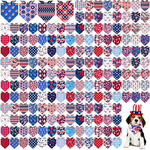 Chicingyou Hundehalstücher für Hunde zum 4. Juli, verstellbar, waschbar, Dreieckstuch, niedliche Flagge, Halstuch, Lätzchen für Unabhängigkeitstag, Haustierkostüm, Zubehör, Dekorationen, 180 Stück von Chicingyou
