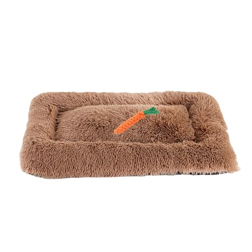 Chickwin Hundebett Grosse Hunde Katzen, Waschbar Hundekissen Flauschig, Matratze Beruhigende Flauschige Anti-Angst Hundebetten Deluxe Plüsch Hundematte (M/90 * 60CM,Braun) von Chickwin