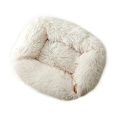 Chickwin Hundebett Hundekissen Flauschiges Plüsch Warmer Donut Katzenbettfür Katzen Und Kleine Mittelgroße Hunde Waschbar Haustierbett (XS(43X35X20CM),Beige) von Chickwin