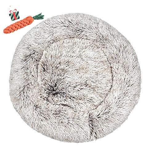 Chickw1 Hundebett rund Hundekissen Plüsch weichem Hundesofa rutschfest Base Katzenbett Donut Größe und Farbe wählbar (Farbverlaufskaffee,40CM) von Chickwin