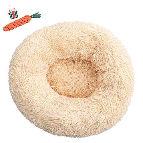 Chickwin Pet Bed for Dog/Cat, Warm Fluffy Extra Soft Anti-Slip Bottom Bed Puppy Sofa Round Warm Cuddler Sleeping Bag Nesting Cave Kennel Soft (110CM,Aprikose) von Chickwin