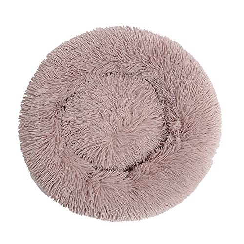 Chickw1 Rund Hundebett für Hunde und Katzen, Warm Weich Katzenbett Donut Plüsches Bett, Waschbar rutschfest Base Haustierbett für Kleine, Mittelgroße und Große Hunde (60CM,Beigebraun) von Chickwing