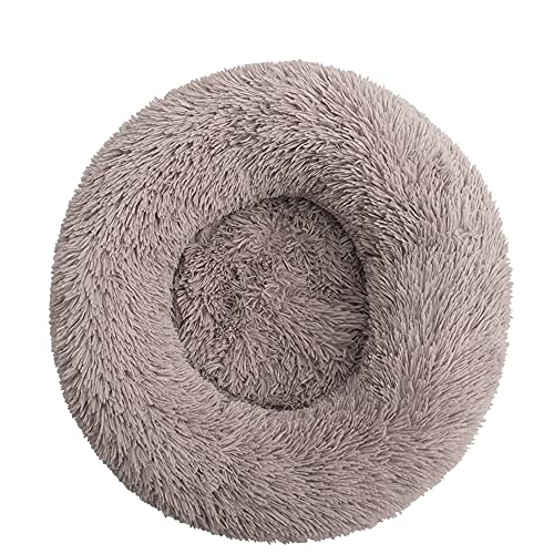 Chickw1 Rund Hundebett für Hunde und Katzen, Warm Weich Katzenbett Donut Plüsches Bett, Waschbar rutschfest Base Haustierbett für Kleine, Mittelgroße und Große Hunde (Khaki,90CM) von Chickwing