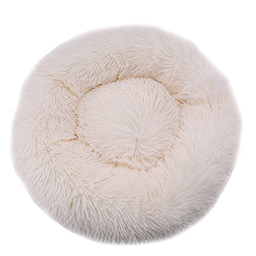 Chickwin Rund Hundebett für Hunde und Katzen, Warm Weich Katzenbett Donut Plüsches Bett, Waschbar rutschfest Base Haustierbett für Kleine, Mittelgroße und Große Hunde (Beige,120CM) von Chickwing