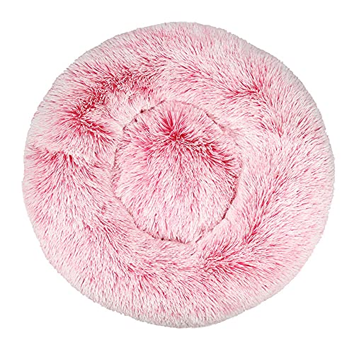 Chickwin Rund Hundebett für Hunde und Katzen, Warm Weich Katzenbett Donut Plüsches Bett, Waschbar rutschfest Base Haustierbett für Kleine, Mittelgroße und Große Hunde (Farbverlauf rosa,120CM) von Chickwing