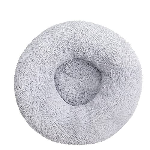 Chickwin Rund Hundebett für Hunde und Katzen, Warm Weich Katzenbett Donut Plüsches Bett, Waschbar rutschfest Base Haustierbett für Kleine, Mittelgroße und Große Hunde (Hellgrau,120CM) von Chickwing