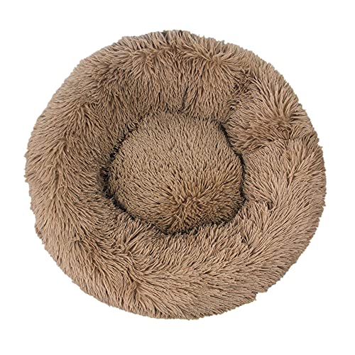 Chickwin Rund Hundebett für Hunde und Katzen, Warm Weich Katzenbett Donut Plüsches Bett, Waschbar rutschfest Base Haustierbett für Kleine, Mittelgroße und Große Hunde (Khaki,120CM) von Chickwing