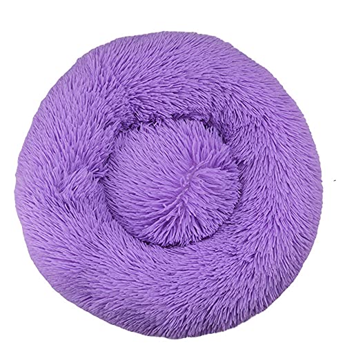 Chickwin Rund Hundebett für Hunde und Katzen, Warm Weich Katzenbett Donut Plüsches Bett, Waschbar rutschfest Base Haustierbett für Kleine, Mittelgroße und Große Hunde (Lila,120CM) von Chickwing