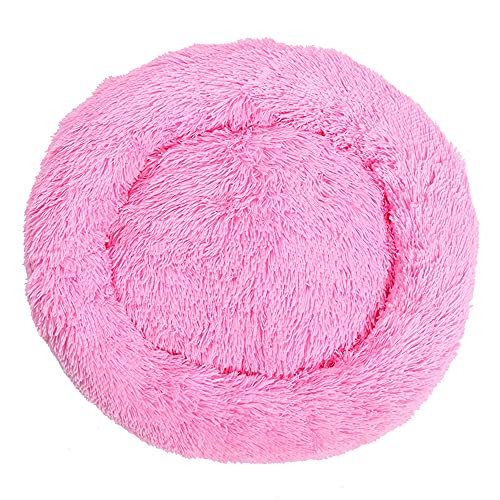 Chickwin Rund Hundebett für Hunde und Katzen, Warm Weich Katzenbett Donut Plüsches Bett, Waschbar rutschfest Base Haustierbett für Kleine, Mittelgroße und Große Hunde (Rosa,120CM) von Chickwing