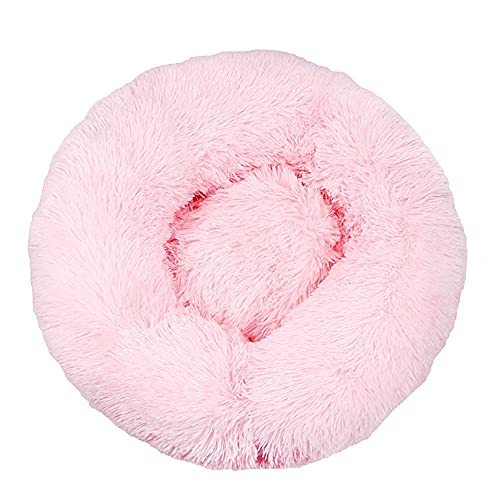 Chickwin Rund Hundebett für Hunde und Katzen, Warm Weich Katzenbett Donut Plüsches Bett, Waschbar rutschfest Base Haustierbett für Kleine, Mittelgroße und Große Hunde (Rosa,120CM) von Chickwing