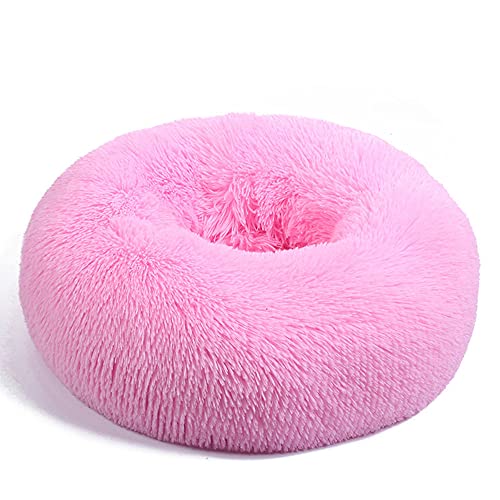 Chickwin Rund Hundebett für Hunde und Katzen, Warm Weich Katzenbett Donut Plüsches Bett, Waschbar rutschfest Base Haustierbett für Kleine, Mittelgroße und Große Hunde (Rosa,120CM) von Chickwing