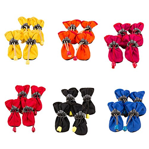 Chidjon Hundeschuhe,Antirutsch-Socken für Haustiere - Pfotenschutz Schuhe mit rutschfeste Sohle und Wasserdichter Hochwertiger Stoff (4#) von Chidjon