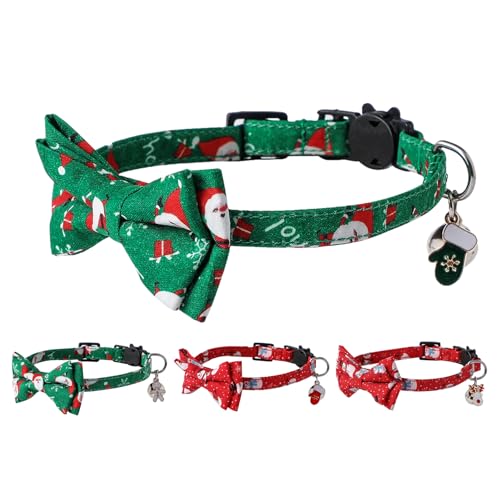 Katzenhalsband mit Fliege für Weihnachten, verstellbar, mit Glöckchen, lustig und festlich für Halloween und Weihnachten, ideal für Kätzchen und Katzen Katzenhalsband mit Fliege für Weihnachten, verstellbar, mit Glöckchen, lustig und festlich für Halloween und Weihnachten, ideal für Kätzchen und Katzen von Chienc