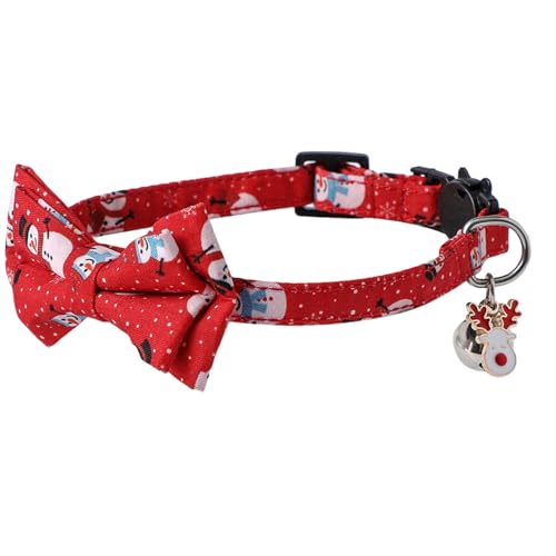 Katzenhalsband mit Fliege für Weihnachten, verstellbar, mit Glöckchen, lustig und festlich für Halloween und Weihnachten, ideal für Kätzchen und Katzen Katzenhalsband mit Fliege für Weihnachten, verstellbar, mit Glöckchen, lustig und festlich für Halloween und Weihnachten, ideal für Kätzchen und Katzen von Chienc