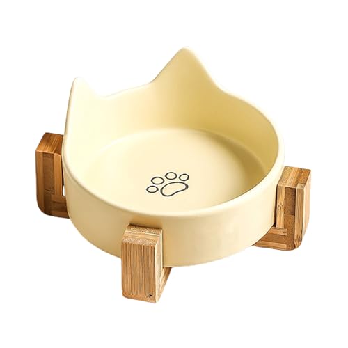 Katzennäpfe aus Keramik - Niedliche Katzenohrschalen mit Holzständer | Futter- & Wassernäpfe für Katzen & Hunde von Chienc