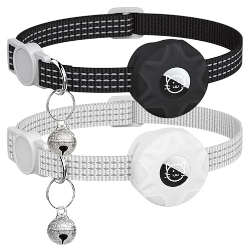 Verstellbares Hundehalsband mit Silikon-Luftmarken-Halter und reflektierendem Streifen, Glocken- und Anti-Drop-Design, leuchtend, für nächtliche Spaziergänge, ideal für kleine Haustiere, Hunde und von Chienc
