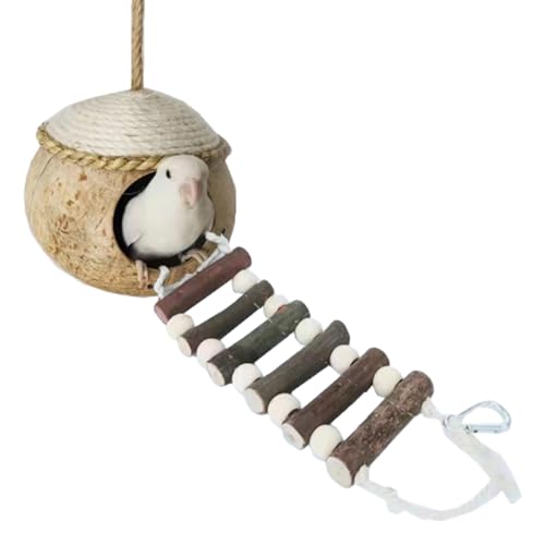 Vogelhaus Kokosnuss Vogelhaus mit Leiter - Käfigzubehör für Vogelzucht, Verstecknest, Schaukelspielzeug für Papageien, Lovebirds & Finken Vogelhaus Kokosnuss Vogelhaus mit Leiter - Käfigzubehör für Vogelzucht, Verstecknest, Schaukelspielzeug für Papageien, Lovebirds & Finken von Chienc