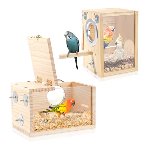 2 Pack Holz Vogel Nistkasten, Sittich Nistkasten, Vogelnest Brutkasten Transparent, Vogelhaus für Käfig, Holz Brutkasten für Lovebirds, Nymphensittiche, Wellensittiche 2 Pack Holz Vogel Nistkasten, Sittich Nistkasten, Vogelnest Brutkasten Transparent, Vogelhaus für Käfig, Holz Brutkasten für Lovebirds, Nymphensittiche, Wellensittiche von Chihutown