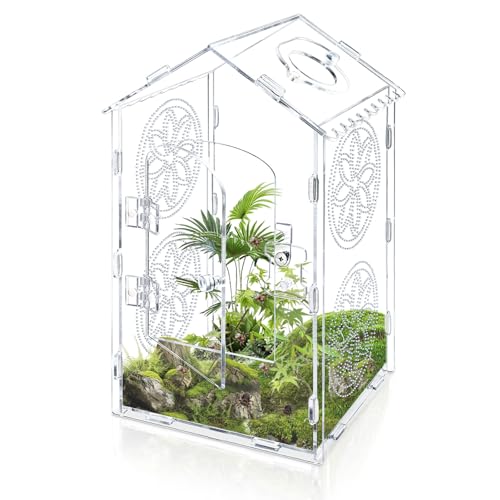 Springspinnengehege aus Acryl, 30 x 15 x 15 cm, dachförmiges Vogelspinnengehäuse, Springspinnenzubehör mit Luftlöchern und Futterloch (Acryl) von Chihutown