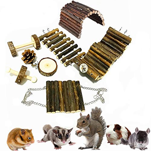 Chikanb Hamster-Kauspielzeug, 8 Stück Natürliches Kiefernholz aus Holz Übung Glockenrolle, Zahnpflege Backenzahnspielzeug für Meerschweinchen Ratten Chinchillas Molar Spielzeug Zubehör von Chikanb