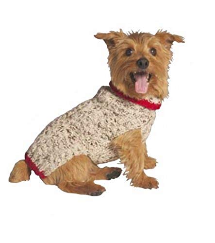 Chilly Dog Hundepullover, Hellbeige mit rotem Rand, Größe L von Chilly Dog