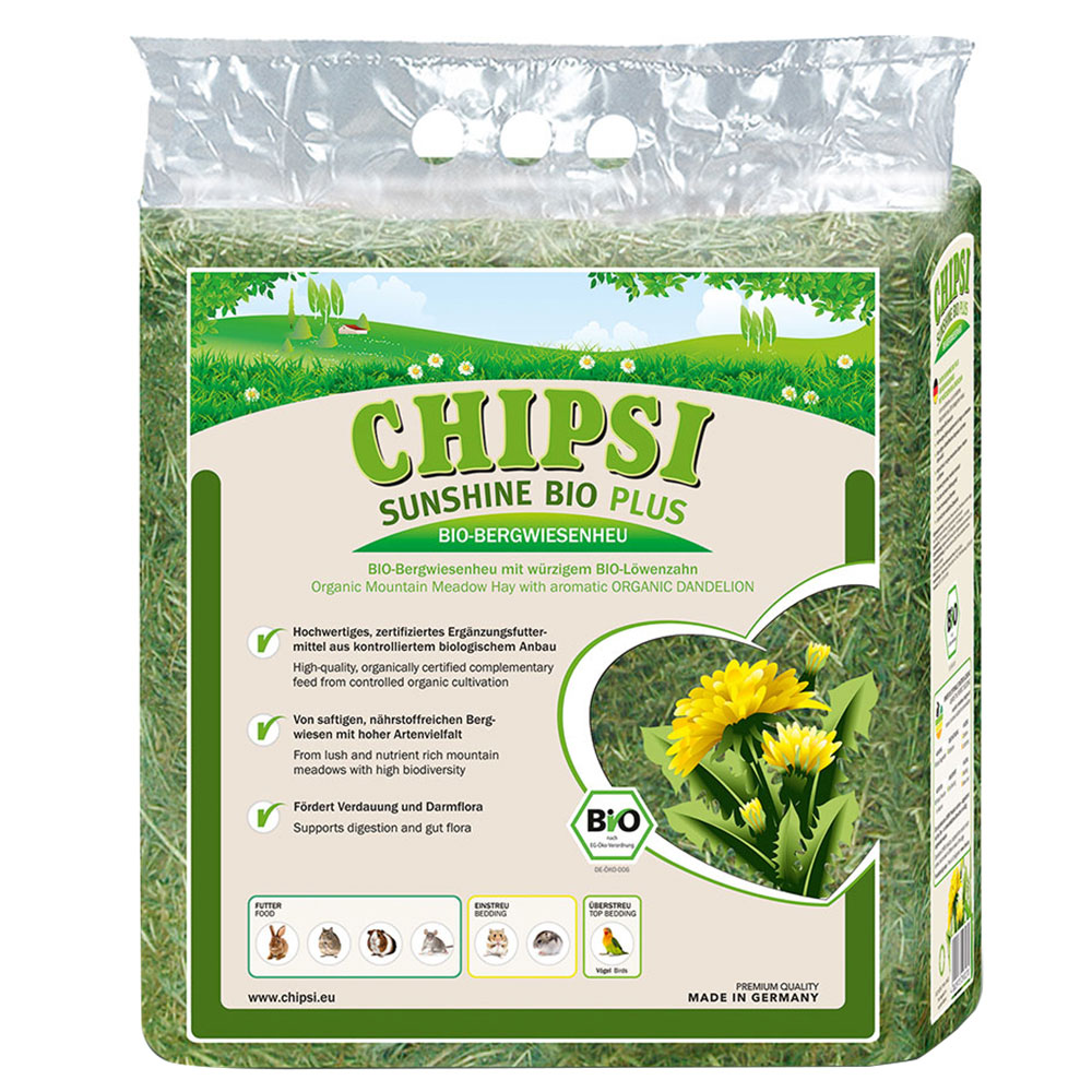 Chipsi Sunshine Bio Plus Bergwiesenheu - Bio Löwenzahn (3 x 600 g) von Chipsi