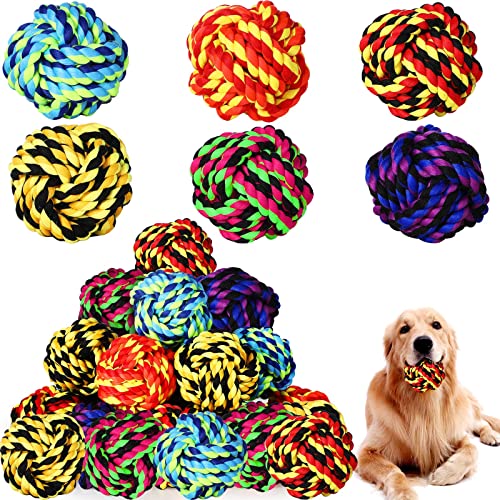 Chitidr 18 Stück Hundebälle Kauspielzeug für aggressive Kauer, Seilball, Hundespielzeug, Hundeseil, Spielzeug, große Hunde, mittelgroße Hunde, kleine Hunde, Welpen, Spielzeug für Zahnen, Kautraining von Chitidr