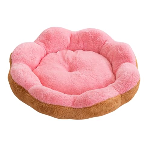 Chiusuet Kleines Haustierbett für Hunde und Katzen, 61 cm, Blumenmotiv, rund, flauschig, rutschfest, niedliche Blumen-Katzenbetten für Hauskatzen, maschinenwaschbar von Chiusuet