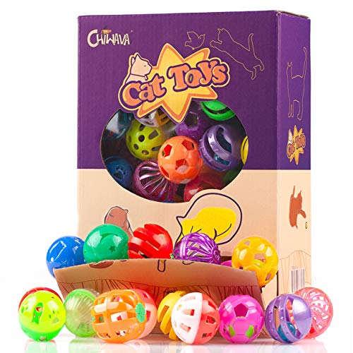 Chiwava 48 Stück Plastikglocke Katzenball Katzen Kätzchen Verfolgung Spielzeug Größe 1,6 "~ 1,8" 8 Arten sortierte Farbe von Chiwava