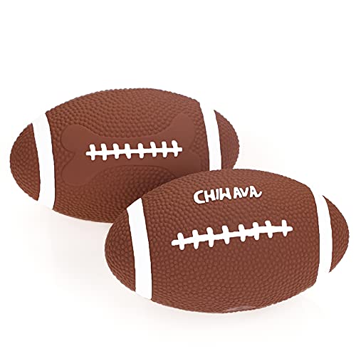 Chiwava 2 stück 6 Zoll Quietschen Latex Hundespielzeug Ball Fußball Rugby Holen interaktives Spielzeug für mittlere groß Hunde von Chiwava