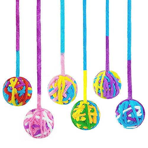 Chiwava 6er-Pack 50cm Katzenspielzeug Ball aus Wollgarn mit Glöckchen, Große Katzenspielzeug bälle für den Innenbereich, interaktives Spielzeug für Kätzchen von Chiwava