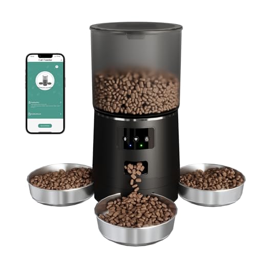 Automatischer Futterspender für Haustiere mit 3 Katzen, 6L WiFi Katzenfutterspender mit APP-Steuerung, 1-10 Mahlzeiten programmierbar, Sprachaufzeichnung, intelligente Benachrichtigungen von Chloraeon