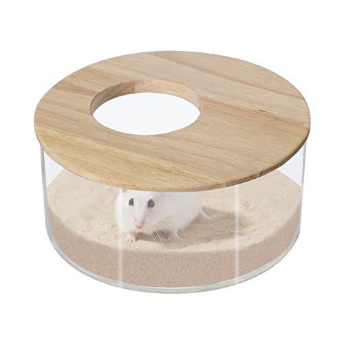 Chngeary Hamster-Sand-Badewannenbox, groß, transparenter Acryl-Sand-Badebehälter & Hamster, Badezimmer, Haus und Zubehör für Hamster, Rennmäuse, Lemming ... (rund) von Chngeary