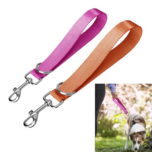 Kurze Hundeleine zum Trainieren, 22,9 cm, Verkehrsleinen für Hunde, Haustier-Leinen für große, mittelgroße Hunde (Orange und Violett) von Chngna