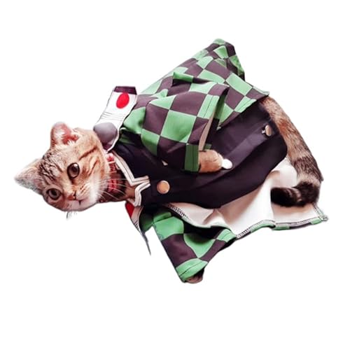 ChoChoCho Anime Kostüm für Hunde Katzen Small Medium Large Japanischer Stil Pet Costumes Ideal für Halloween Cosplay (M/L, Tanjiro) von ChoChoCho