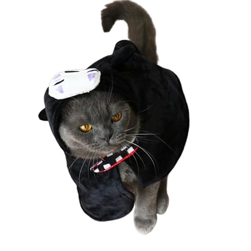 ChoChoCho Pet Costumes Spirited Away No-Face Cosplay Kostüm für Hunde Katzen Plüsch Anime Robe Halloween Verstellbares Klettdesign Perfekt für Kleine bis Große Haustiere (L/XL) von ChoChoCho