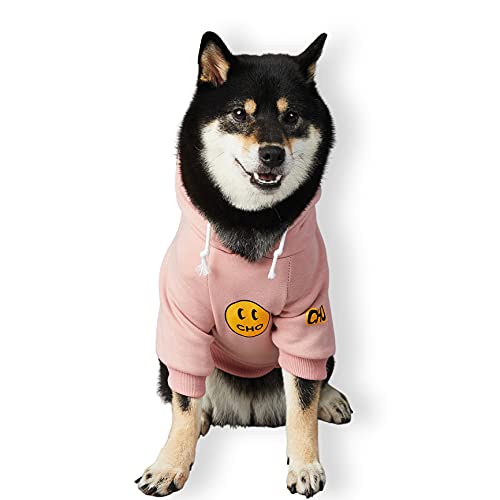 ChoChoCho Smiley Hund Hoodie Stilvolle Hundekleidung Smiley Gesicht Pullover Baumwolle Sweatshirt Mode Outfit für Hunde Katzen Welpen Small Medium Large (S, Dusty Rose) von ChoChoCho