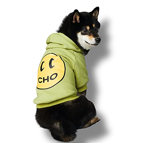 ChoChoCho Smiley-Hunde-Kapuzenpullover, stilvoll, für Hunde, Katzen, Welpen, Smiley-Gesicht, Sweatshirt, Baumwolle, modisches Outfit für Hunde, Katzen, Welpen, Größe S, M, L (klein, Avocadogrün) von ChoChoCho