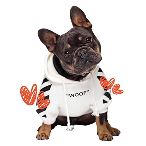 ChoChoCho Stylischer Hund Hoodie Hundebekleidung Streetwear Baumwolle Sweatshirt Mode Outfit für Hunde Katzen Welpen Small Medium Large (2XL, Weiß) von ChoChoCho