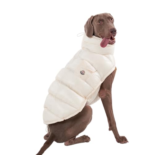 ChoChoCho Winter-Hundejacke, Kaltwettermäntel, leicht, wärmeisoliert, wasserabweisend, verstellbare Hundejacken mit Zugang zur Leine für kleine, mittelgroße und große Rassen (Schneeweiß, 1) von ChoChoCho