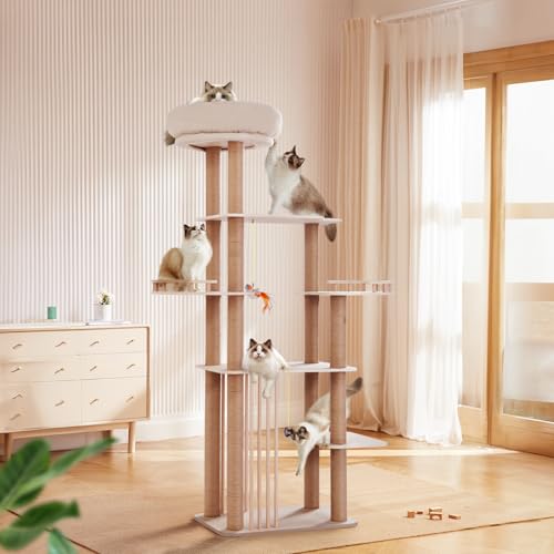 Choc chick Holz Kratzbaum für Indoor Katzen Groß Erwachsene, 68 Zoll Hoch Multi Level Katzenturm mit Kratzbaum Sisal überzogen, Modern Katzenbaum Plüsch Cattery Zwitschern Vogel Katzenspielzeug Choc chick Holz Kratzbaum für Indoor Katzen Groß Erwachsene, 68 Zoll Hoch Multi Level Katzenturm mit Kratzbaum Sisal überzogen, Modern Katzenbaum Plüsch Cattery Zwitschern Vogel Katzenspielzeug von Choc chick
