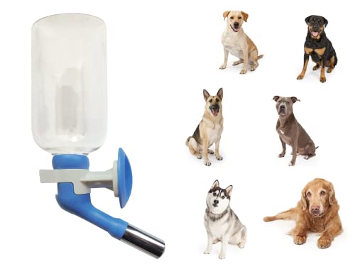 Choco Nose Patentierte tropffreie Wasserflasche/Futterstation NUR für große Hunde über 22,7 kg Drahtkäfige, Kisten oder Zwinger, 500 ml Düse, 22 mm, Blau (C570) von Choco Nose