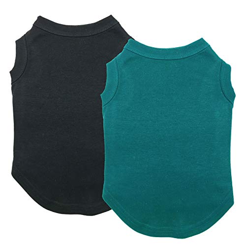 Chol&Vivi Hunde-Shirt, weich und dünn, 2 Stück, leere Hemden, Kleidung, passend für extra kleine, mittelgroße, extra große Hundewelpen, kleine Größe, dunkelgrün und schwarz von Chol&Vivi